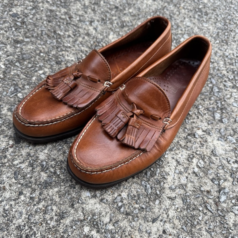 Vintage Dexter Kiltie Loafer Men's 8.5 (Women's 9.5) Cognac Brown Leather Shoes